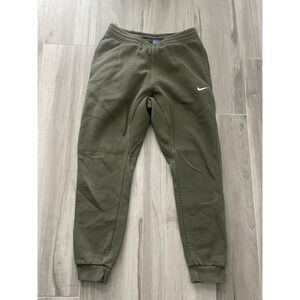 Nike Sportswear Club Fleece Sweatpants Mens M Olive Green Tapered Joggers Logo
